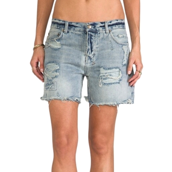 Ksubi x Revolve distressed Swiftie denim blue button fly boyfriend shorts NWT - Picture 9 of 10